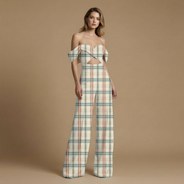 ivory cream checks print fabric draped — shirt dress styling