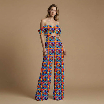 cobalt blue geometric all-over print pattern — medium scale repeat layout