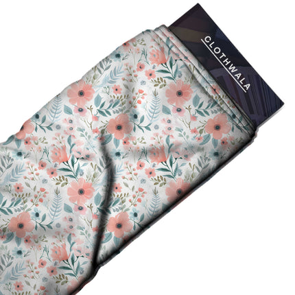 dusty rose floral all-over print pattern — medium scale repeat layout