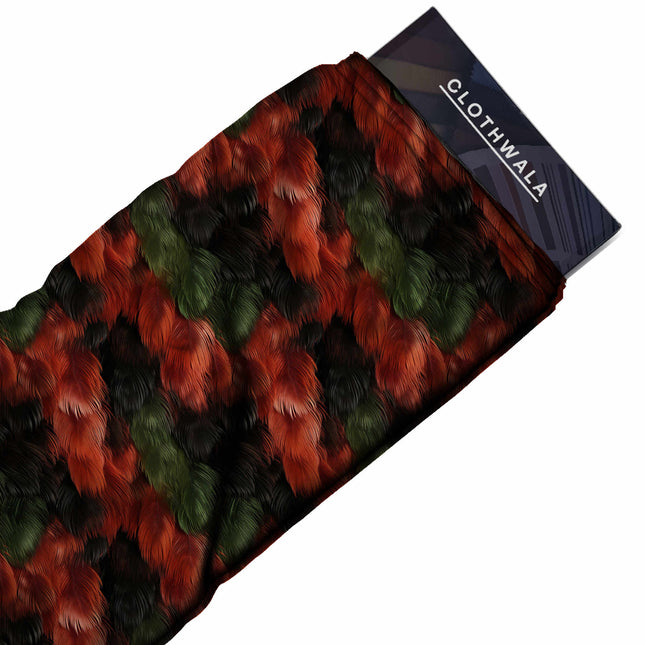 Burnt Orange Floral Digital Print Fabric | Kaftan Dress Maxi | Puja Wear | Wild elegance | Heritage silk fabric - Image 2
