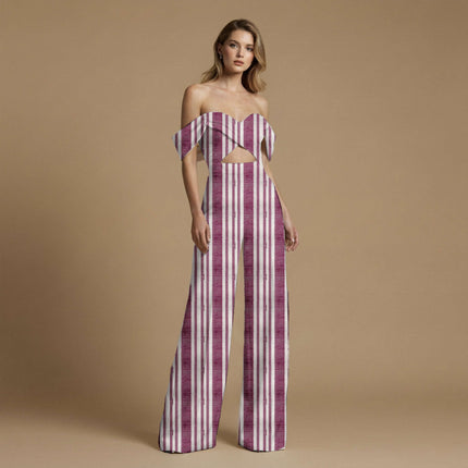 Maroon Stripes Digital Print Fabric | Kurti Palazzo | Holiday Collection | Royal Indian Ensemble | Poly Crepe Digital Print - Image 3