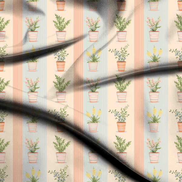 Dusty Rose Charming Potted Florals Print Fabric