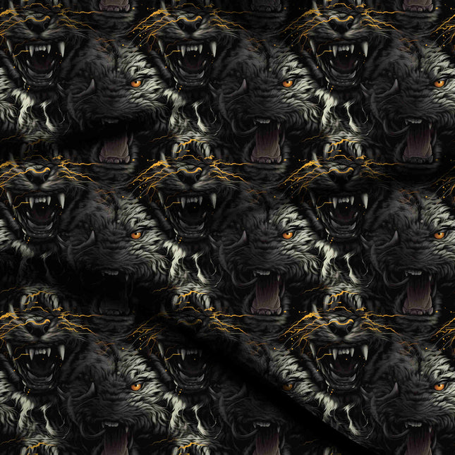 jet black animal digital print fabric texture — large scale closeup