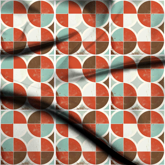 burnt sienna geometric digital print fabric texture — large scale closeup