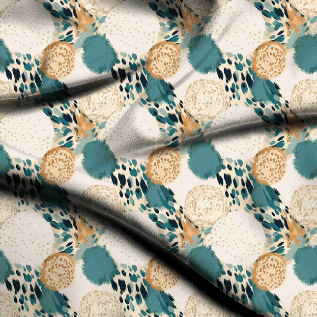 teal abstract digital print fabric texture — medium scale closeup