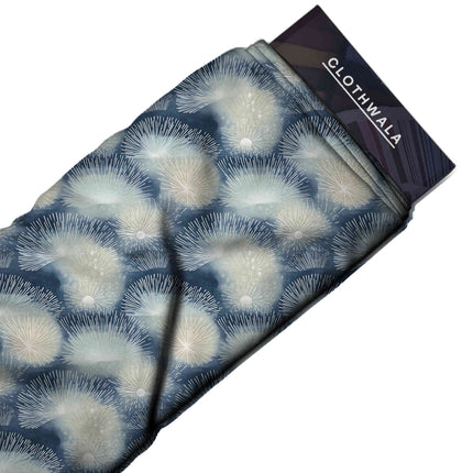 deep indigo floral fabric detail — digital print closeup