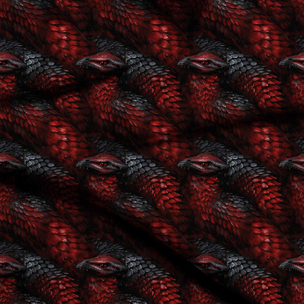 crimson red animal digital print fabric texture — medium scale closeup