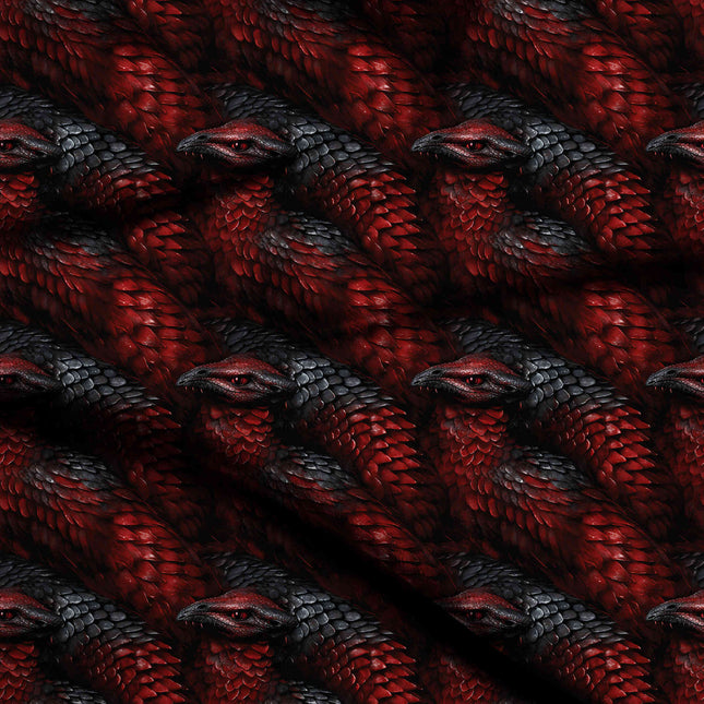 crimson red animal digital print fabric texture — medium scale closeup