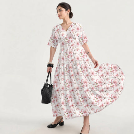 Blush Pink Floral Digital Print Fabric for Dress | Ethereal garden party - Image 5