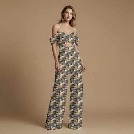 golden ochre animal print fabric draped — blouse styling