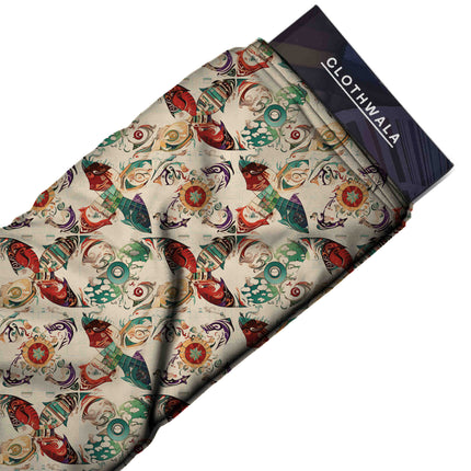 ivory cream abstract all-over print pattern — medium scale repeat layout