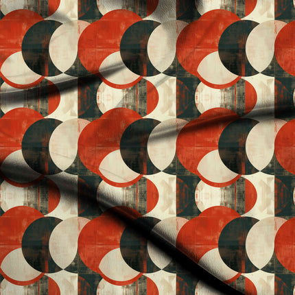 burnt sienna geometric digital print fabric texture — large scale closeup
