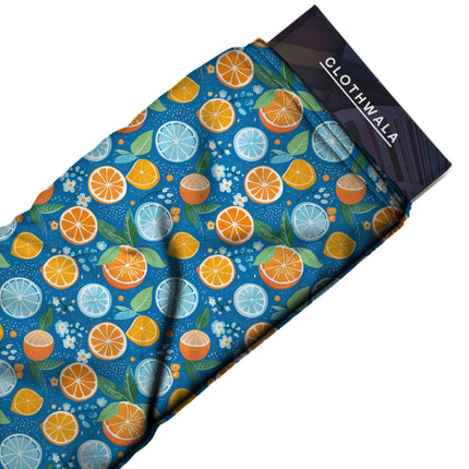 cobalt blue tropical all-over print pattern — medium scale repeat layout