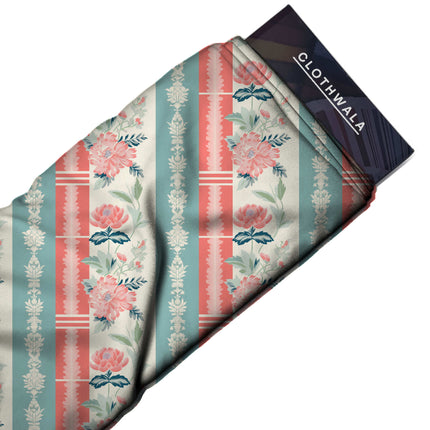 dusty rose floral fabric detail — matte finish digital print closeup