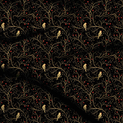 jet black floral digital print fabric texture — fine scale closeup