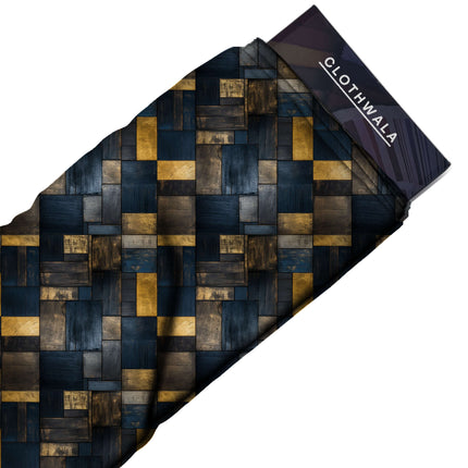 midnight blue geometric all-over print pattern — large scale repeat layout