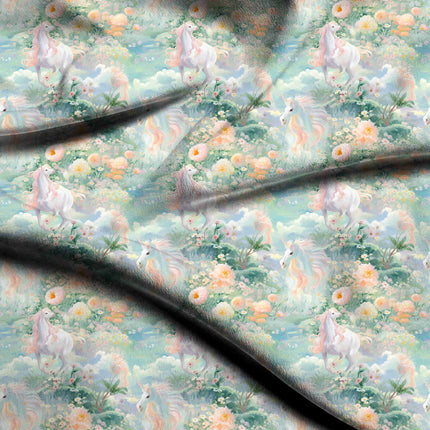 dusty rose floral fabric detail — digital print closeup
