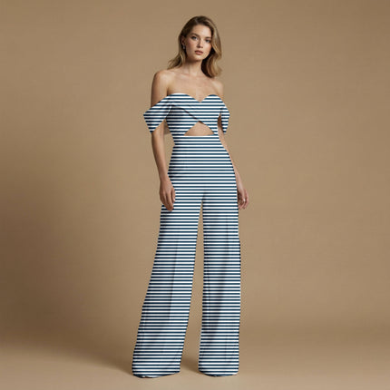 midnight blue stripes print fabric draped — kurta styling