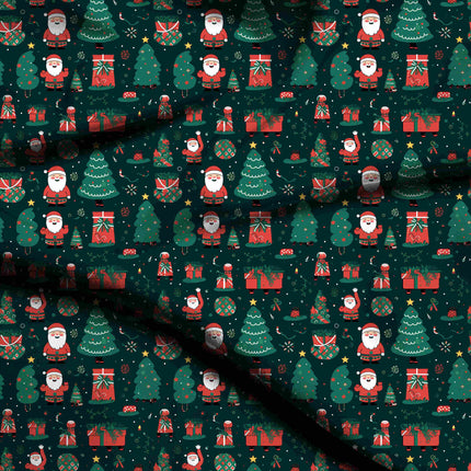 Forest Green Other Digital Print Fabric for Kaftan | Cocktail Wear - 4817