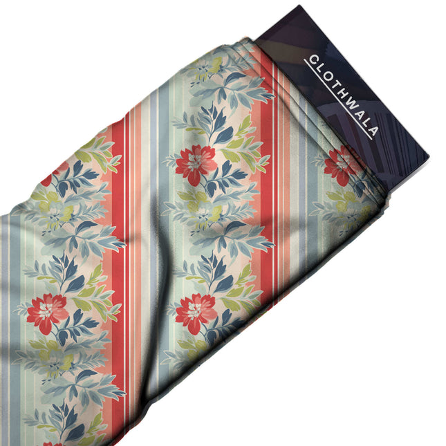 coral red floral print fabric draped — kurta set styling