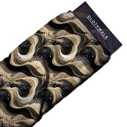 jet black abstract fabric detail — glossy finish digital print closeup