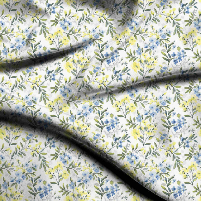 periwinkle blue floral digital print fabric texture — fine scale closeup