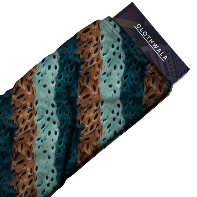 deep teal animal print fabric draped — kaftan styling