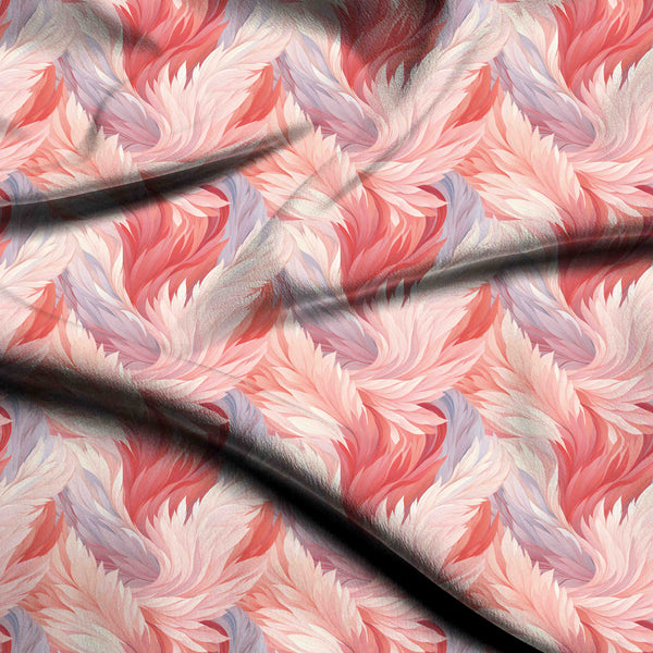 Dusty Rose Flowing Feather-like Motifs Print Fabric