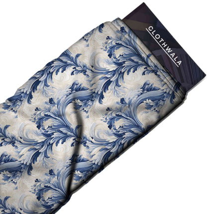 cobalt blue floral print fabric draped — blouse styling