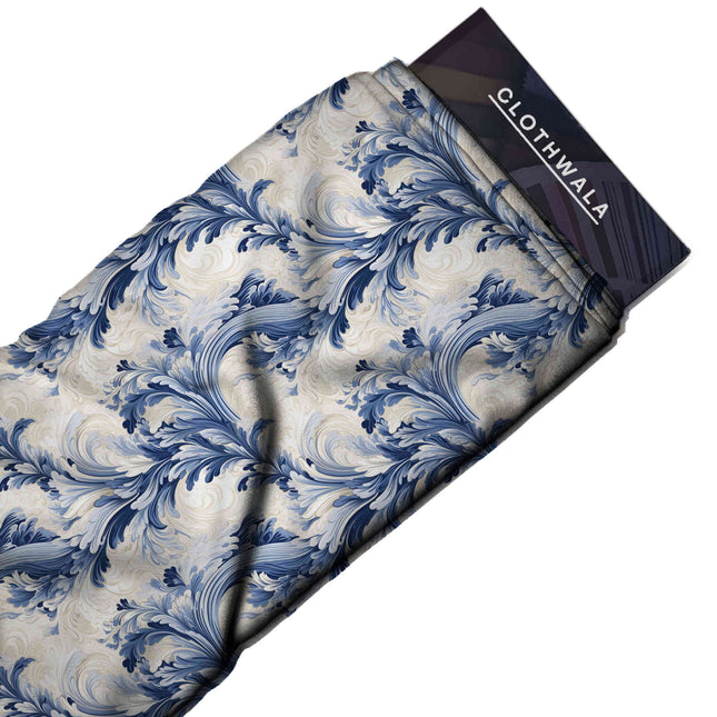 cobalt blue floral print fabric draped — blouse styling