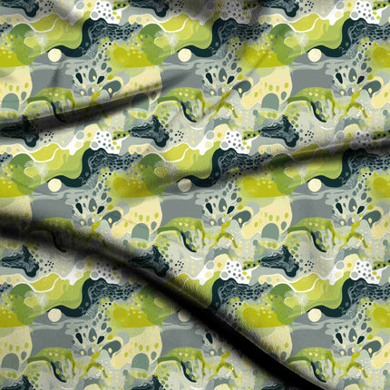 chartreuse green abstract digital print fabric texture — medium scale closeup
