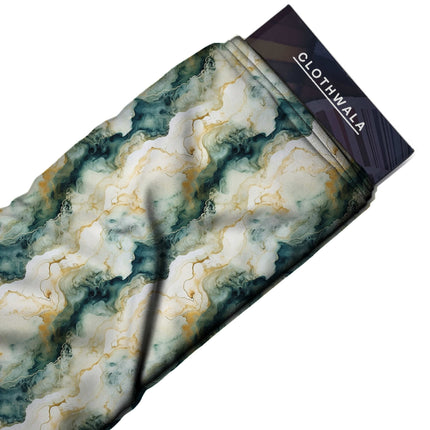 Emerald Green Abstract Digital Print Fabric for Maxi | Romantic garden party wear - Image 3