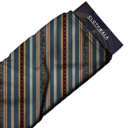 steel blue stripes all-over print pattern — medium scale repeat layout