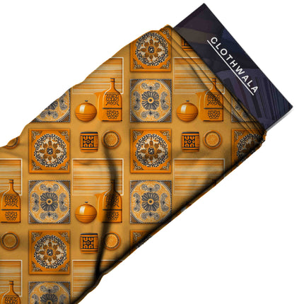marigold orange ethnic fabric detail — matte finish digital print closeup