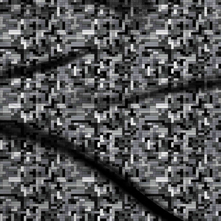 charcoal grey geometric digital print fabric texture — fine scale closeup