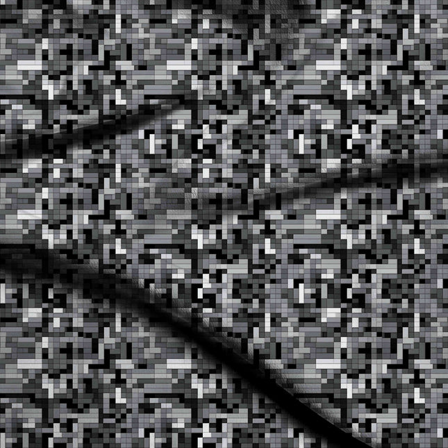 charcoal grey geometric digital print fabric texture — fine scale closeup