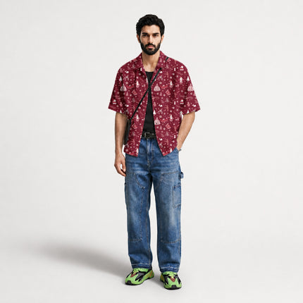 Crimson Floral Digital Print Fabric for Maxi | Urban Festival Wear - Image 5