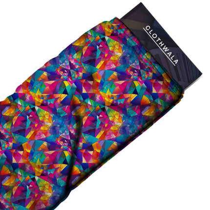 fuchsia pink geometric fabric detail — matte finish digital print closeup