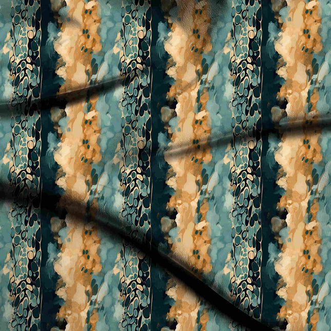 deep teal abstract digital print fabric texture — large scale closeup