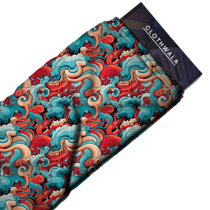 cobalt blue abstract all-over print pattern — large scale repeat layout