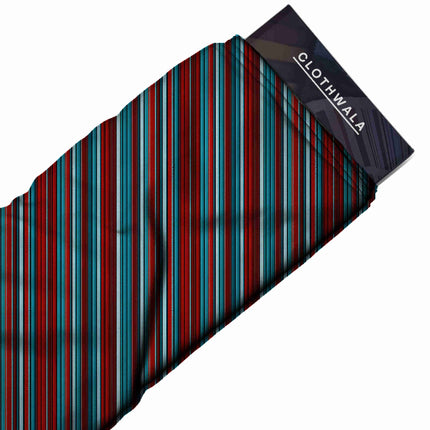 cobalt blue stripes fabric detail — textured finish digital print closeup