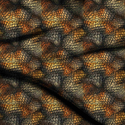 burnt orange animal digital print fabric texture — medium scale closeup