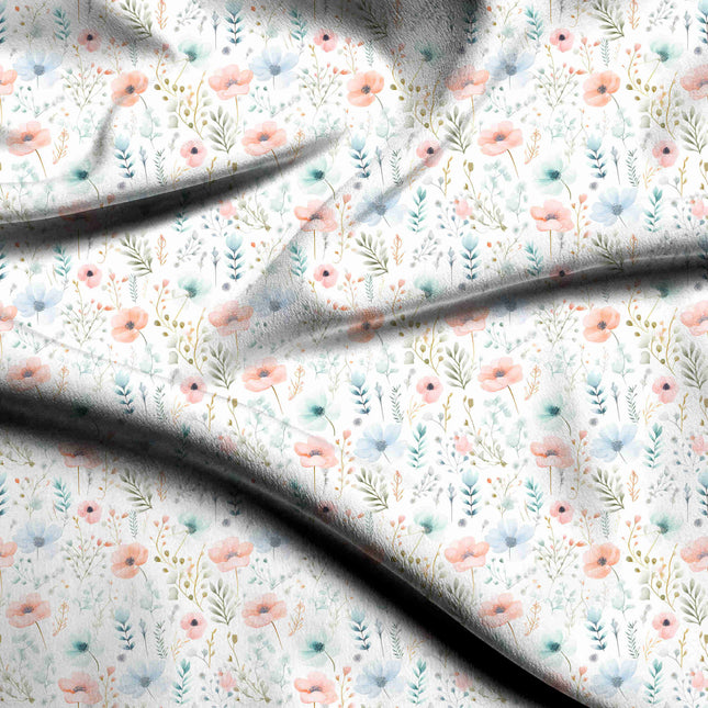 dusty rose floral digital print fabric texture — medium scale closeup