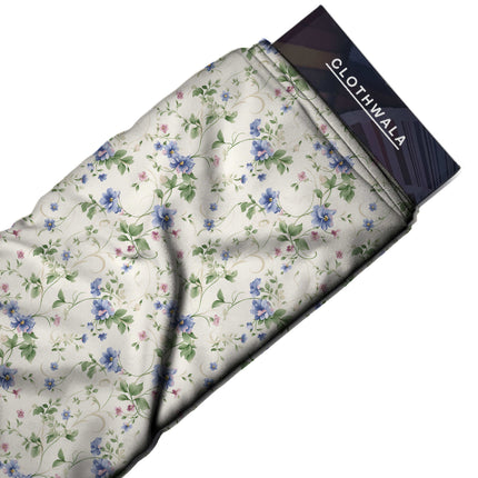 ivory cream floral print fabric draped — kaftan styling