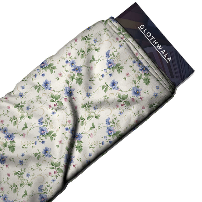 ivory cream floral print fabric draped — kaftan styling