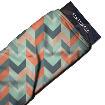 coral geometric all-over print pattern — large scale repeat layout