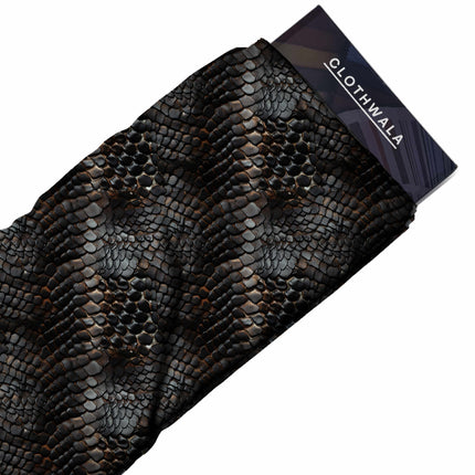 deep charcoal animal fabric detail — glossy finish digital print closeup