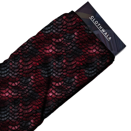 crimson red animal print fabric draped — kaftan styling