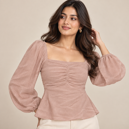 Dusty Rose Solid Poly Crepe Fabric — design 1434FC-RBPF/DS-597, Clothwala