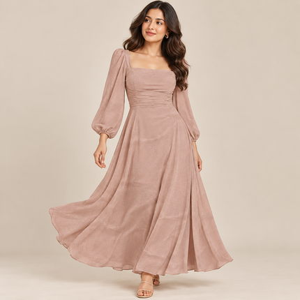 Dusty Rose Solid Poly Crepe Fabric — design 1434FC-RBPF/DS-597, Clothwala